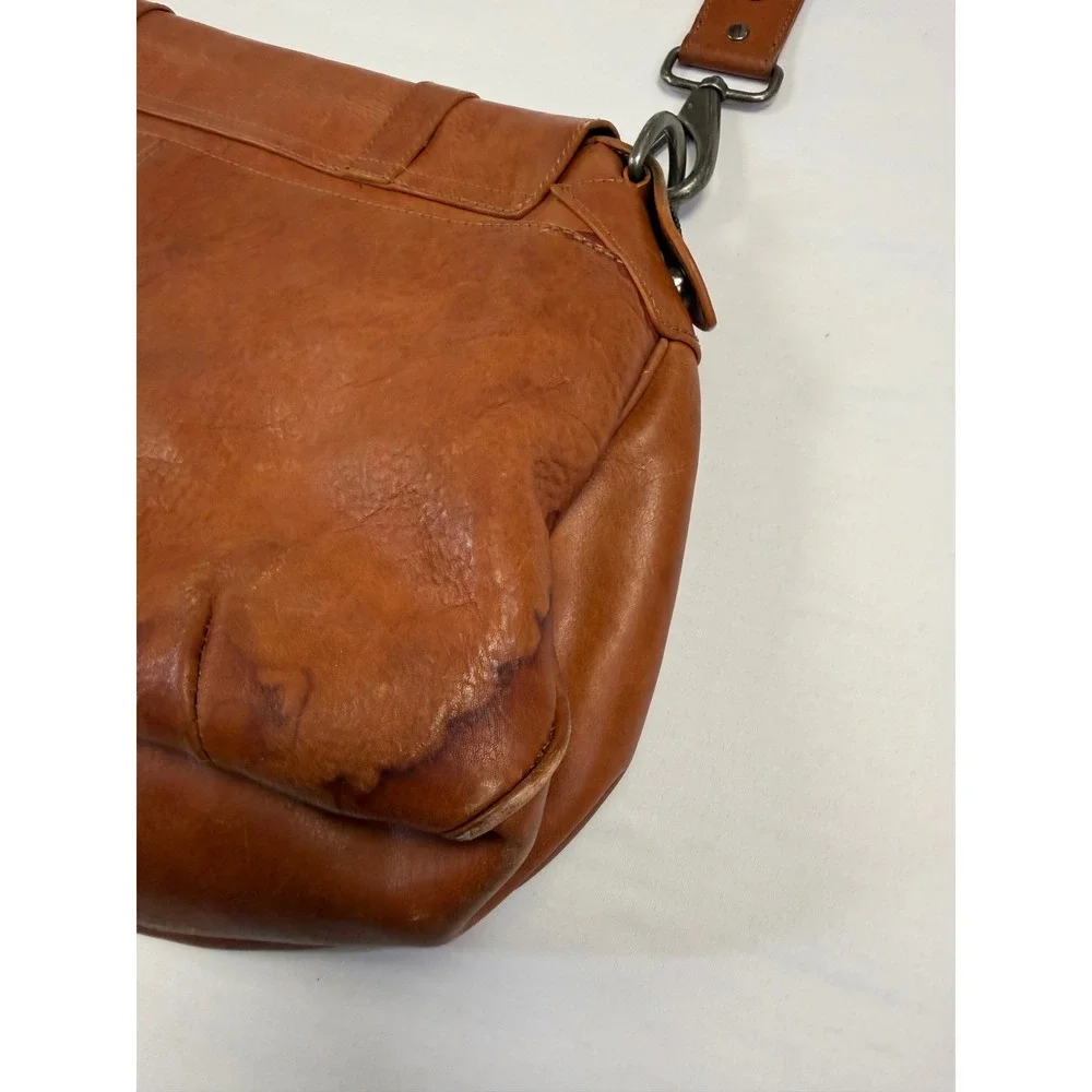 Vintage Will Leather Goods Think Leather Messenger Bag Brown Soft Flannel‎ Lined